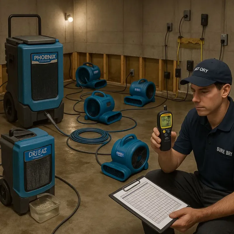 Structural Drying and Dehumidification process in Rochester, MA